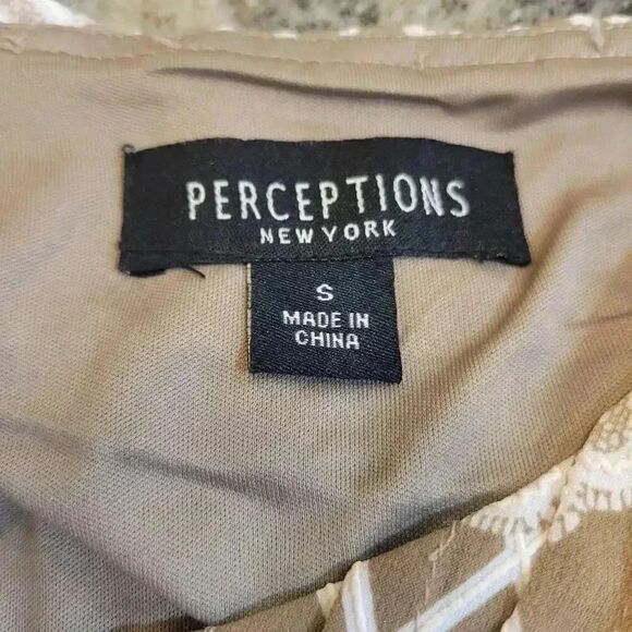 Perceptions NY Women's Taupe & White Poly/Spandex Lined Sleeveless Dress - Picture 9 of 10